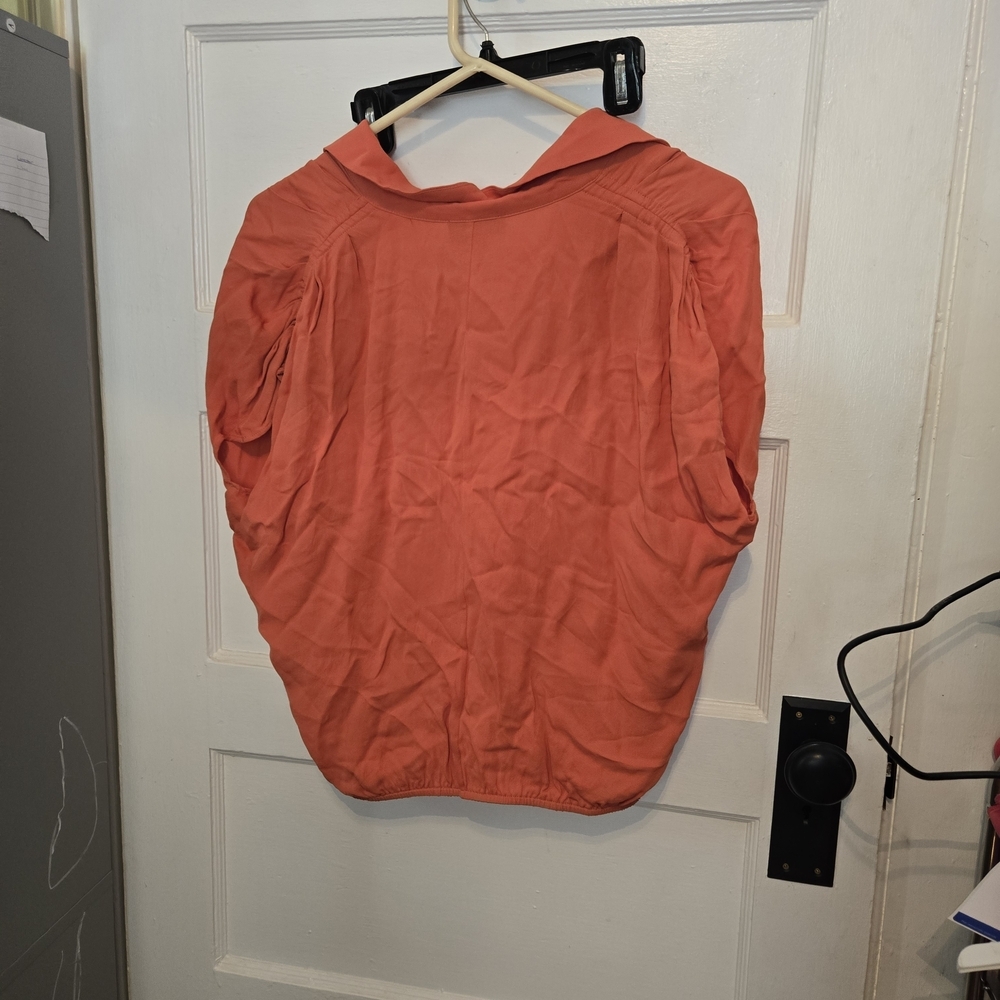 Donna Karan Vibrant Orange Button-Down Shirt - Picture 3 of 5